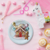 Gold Gingerbread House Baby shower Papieren Bordje (Feest)