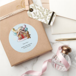 Gold Gingerbread House Baby shower Ronde Sticker