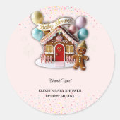 Gold Gingerbread House Baby shower Ronde Sticker (Voorkant)