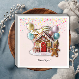 Gold Gingerbread House Baby shower Servet