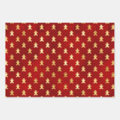 Gold Gingerbrood Mannen, Holly en Candy Canes Inpakpapier Vel (Voorkant 3)