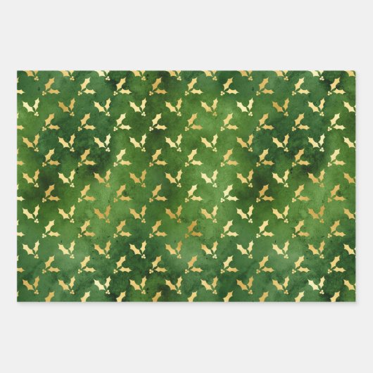 Gold Gingerbrood Mannen, Holly en Candy Canes Inpakpapier Vel (Voorkant 2)