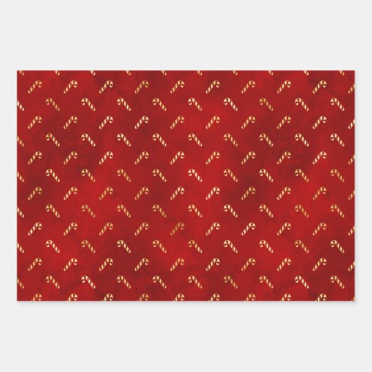 Gold Gingerbrood Mannen, Holly en Candy Canes Inpakpapier Vel (Voorkant)