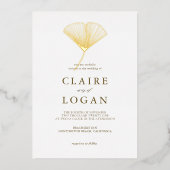 Gold Ginkgo Leaf Elegant Wedding Folie Uitnodiging (Voorkant)
