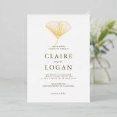 Gold Ginkgo Leaf Elegant Wedding Folie Uitnodiging (Staand Voorkant)