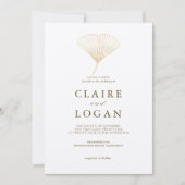 Gold Ginkgo Leaf White Wedding Kaart (Voorkant)