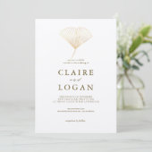 Gold Ginkgo Leaf White Wedding Kaart (Staand voorkant)