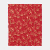 Gold Ginkgo Leaves on Red Elegant Botanical (4) Fleece Deken (Voorkant)
