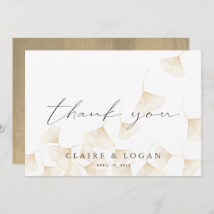 Gold Ginkgo Leaves White Hartelijk dank Kaart