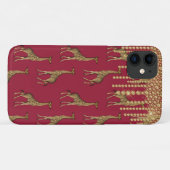 Gold Giraffe Bling Burgundy Jewels Case-Mate iPhone Case (Achterkant (horizontaal))