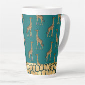 Gold Giraffe Elegant Blauwgroen Chic Stylish Latte Mok (Rechterhoek)