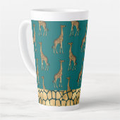 Gold Giraffe Elegant Blauwgroen Chic Stylish Latte Mok (Linkerhoek)
