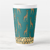 Gold Giraffe Elegant Blauwgroen Chic Stylish Latte Mok (Voorkant)