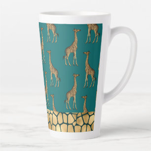 Gold Giraffe Elegant Blauwgroen Chic Stylish Latte Mok