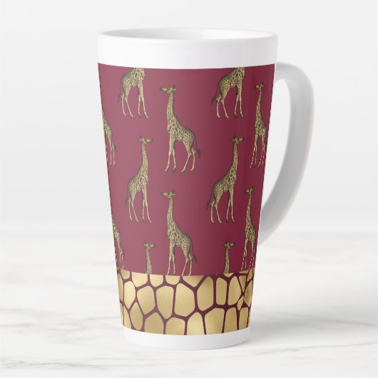 Gold Giraffe Elegant Burgundy Chic Stylish Latte Mok (Rechterhoek)