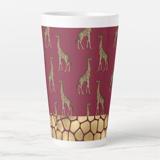 Gold Giraffe Elegant Burgundy Chic Stylish Latte Mok (Voorkant)