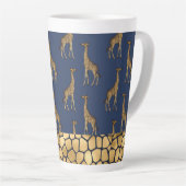 Gold Giraffe Elegant Navy Blue Chic Stylish Latte Mok (Rechterhoek)