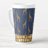 Gold Giraffe Elegant Navy Blue Chic Stylish Latte Mok (Linkerhoek)