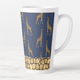 Gold Giraffe Elegant Navy Blue Chic Stylish Latte Mok