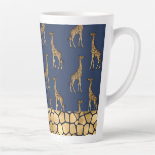 Gold Giraffe Elegant Navy Blue Chic Stylish Latte Mok