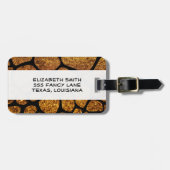 Gold Giraffe, Gold Glitter, Giraffe Print, Oerwoud Bagagelabel (Voorkant horizontaal)