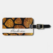 Gold Giraffe, Gold Glitter, Oerwoud, Jouw naam Bagagelabel (Voorkant horizontaal)