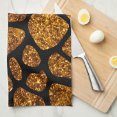 Gold Giraffe, Gold Glitter, Oerwoud, Jouw naam Theedoek (Quarter Fold)