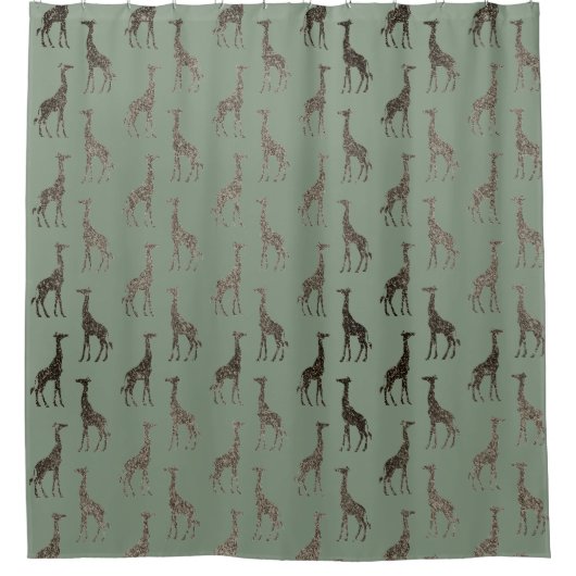 Gold Giraffe op het Groene Sage-douchergordijn Douchegordijn (Voorkant)