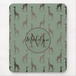 Gold Giraffe op Sage Green Muismat