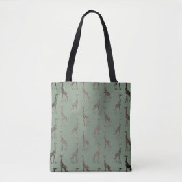 Gold Giraffe op Sage Green Tas