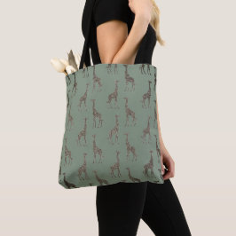 Gold Giraffe op Sage Green Tas
