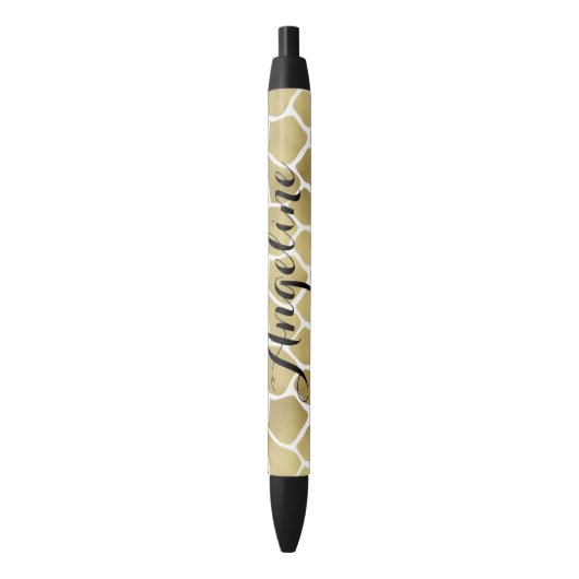 Gold Giraffe print op maat Zwarte Inkt Pen (Voorkant Verticaal)