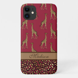Gold Giraffe stijlvol Burgundy Stylish Script Case-Mate iPhone Case