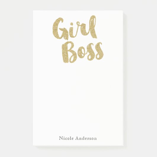 Gold GIRL BOSS Glam Modern Trendy Chic Girly Post-it® Notes (Voorkant)