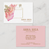 *~* Gold Girly Geometric Peach roze & Waterverf Visitekaartje (Voorkant / Achterkant)