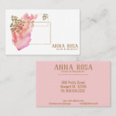 *~* Gold Girly Geometric Pink Peach Waterverf Visitekaartje (Voorkant / Achterkant)