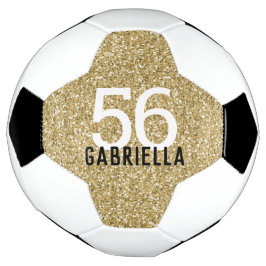 Gold Girly Glitter Name en Team Number Voetbal