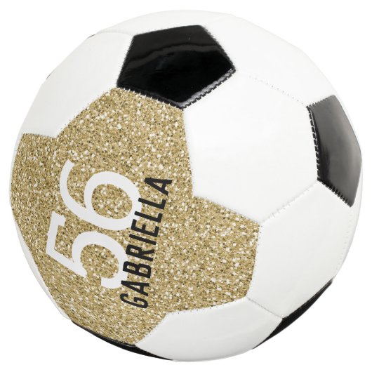 Gold Girly Glitter Name en Team Number Voetbal (Drie kwart)