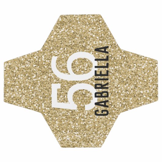 Gold Girly Glitter Name en Team Number Voetbal (Enkel)