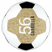 Gold Girly Glitter Name en Team Number Voetbal (Voorkant)