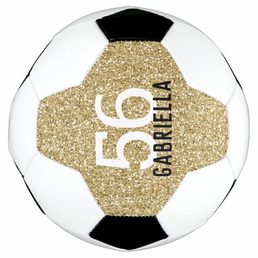 Gold Girly Glitter Name en Team Number Voetbal (Voorkant)