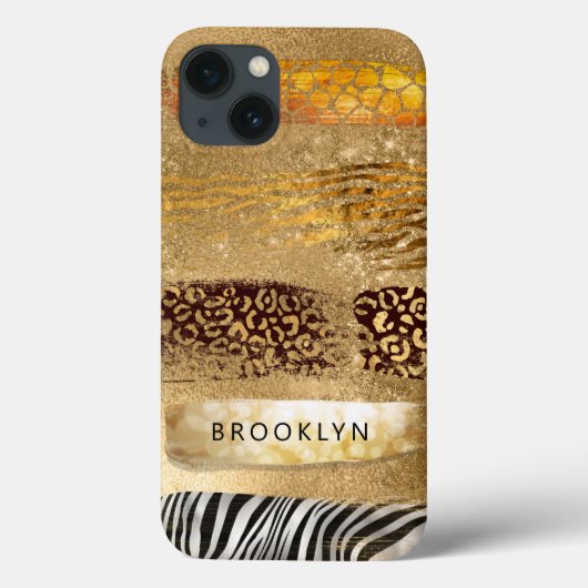 Gold Girly Leopard Zebra Giraffe Cheetah Print Case-Mate iPhone Case (Achterkant)