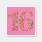 Gold Glam 16 Zestien 16e verjaardag ELKE KLEUR Servetten (Voorkant)