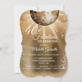 Gold Glam 40 en Fabulous Disco Ball Birthday Kaart (Voorkant)