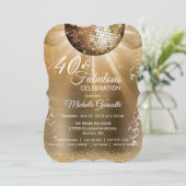 Gold Glam 40 en Fabulous Disco Ball Birthday Kaart (Staand voorkant)