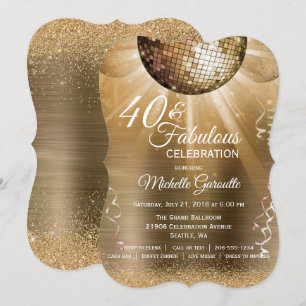 Gold Glam 40 en Fabulous Disco Ball Birthday Kaart