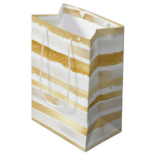 Gold Glam Abstract Stripes Verjaardag Medium Cadeauzakje