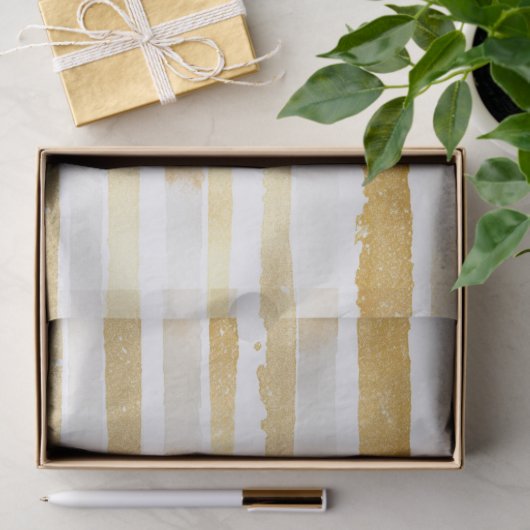 Gold Glam Abstract Stripes Verjaardag Tissuepapier (Geschenk)