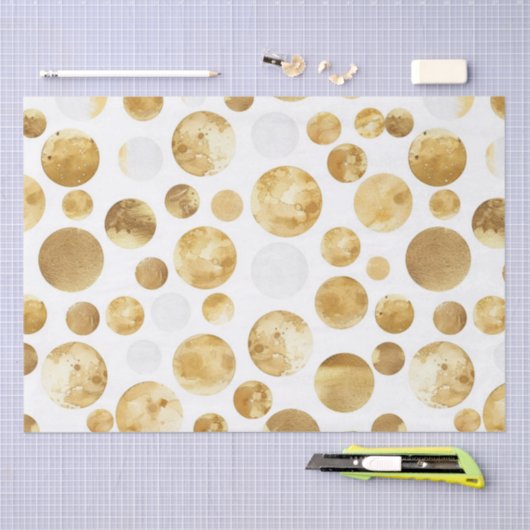 Gold Glam Abstracte Stippen Verjaardag Tissuepapier (Craft)