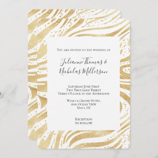 Gold Glam Abstracte wervelingen bruiloft Kaart (Voorkant / Achterkant)